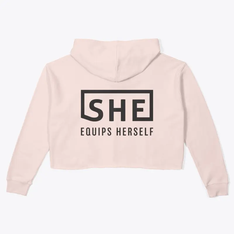 She Equips Herself crop hoodie